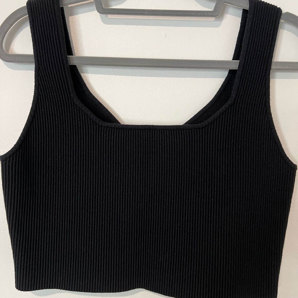 Abound Black Sleeveless Ribbed Crop Tank Top